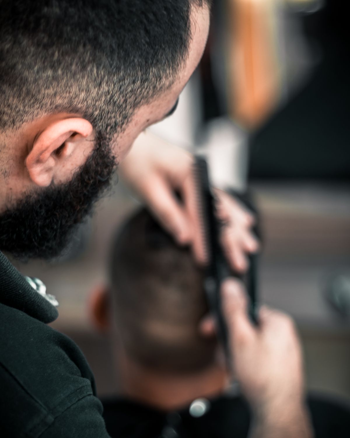Comb-and-clipper fade in progress